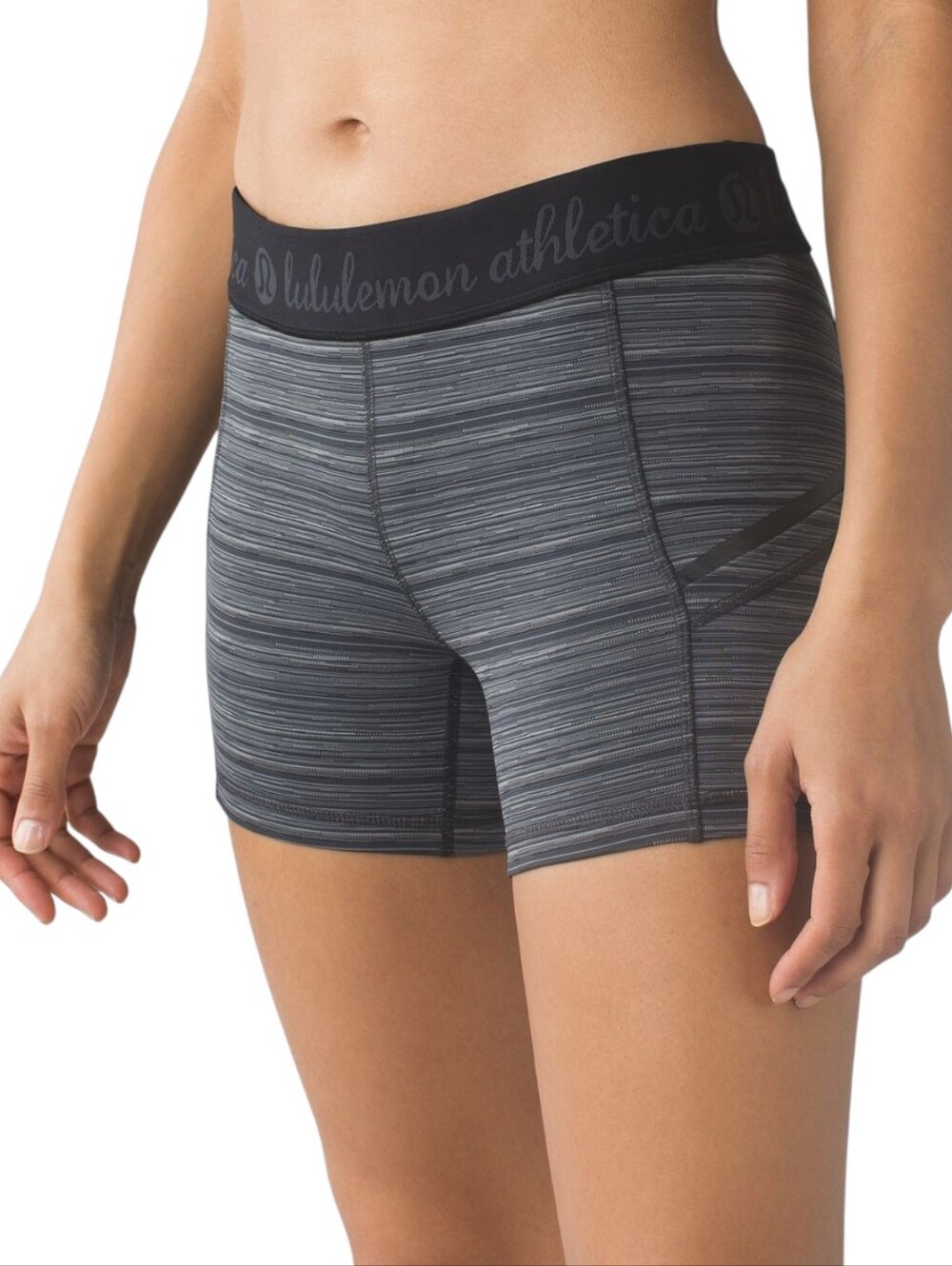 Lululemon What The Sport Charcoal Cyber Stripe Shorts